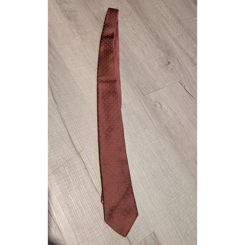 Envoy Men's Tie Rust Terracotta Geometric 95% Polyester 5% Silk Necktie